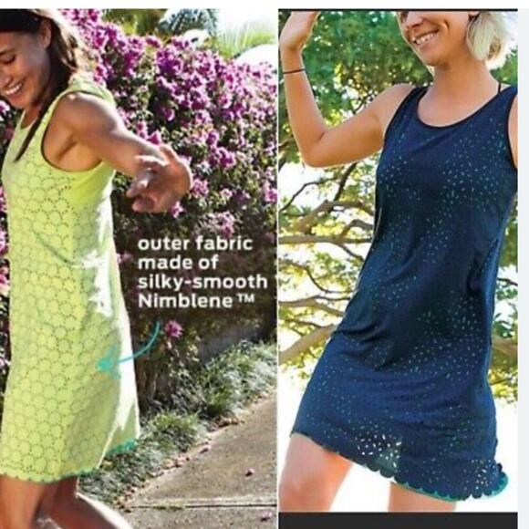 Title Nine Nimblene Eyelet Illusion Sleeveless Active Dress Size L - Picture 2 of 9